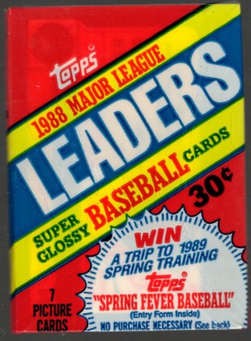 1988 Topps Major League Leaders Super Glossy Vintage Baseball Cards Retail Box Wax Pack Mini Cards