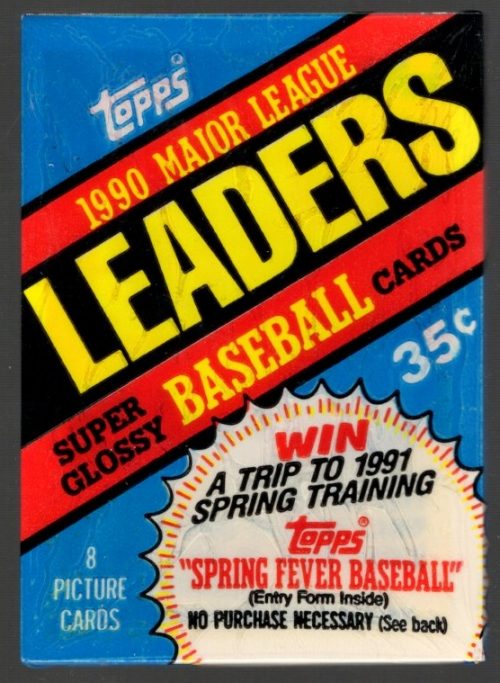 1990 Topps Major League Leaders Super Glossy Vintage Baseball Cards Retail Box Wax Pack Mini Cards