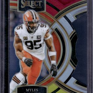 Myles Garrett Red/Yellow Prizm Die Cut 2023 Select #152 Cleveland Browns