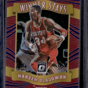 Hakeem Olajuwon Winner Stays Purple Prizm 2023-24 Donruss Optic #12 Houston Rockets