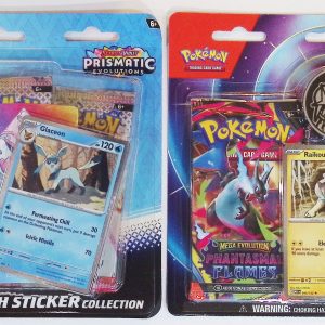 2 - 2025 Pokemon Blister Box Hanger Boxes: 1 Prismatic Evolutions Tech Sticker Collection 3 Booster Packs & 1 Mega Evolutions with 2 Booster Packs