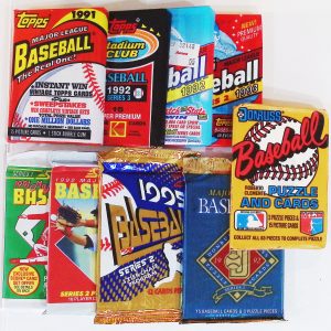 9 - Vintage Baseball Card Retail Box Packs: 4 Topps Packs ('91, '92, '92, '93), 3 Score Packs ('91, '92, '95) & 2 Donruss Packs ('87, '92)