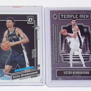 Victor Wembanyama Rookie Cards: 1 Donruss Rated Rookie & 1 Panini Phoenix Temple Men Insert